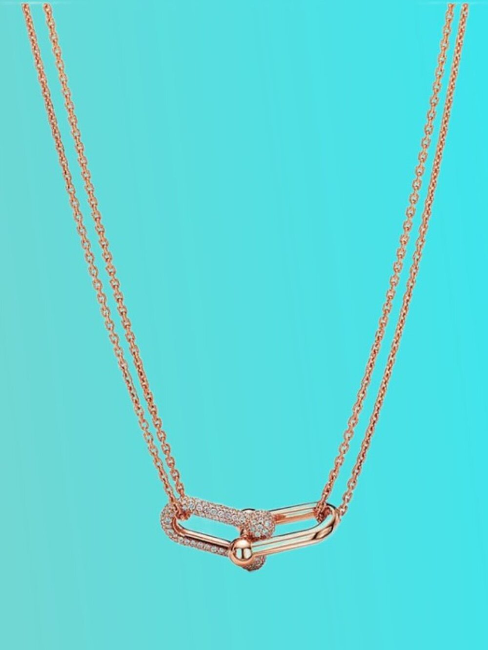 SOLD Tiffany & Co. HardWear 18K Rose Gold Pave Diamond Small Double Link - Picture 3 of 5